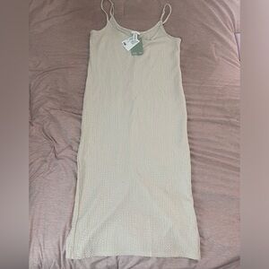 H&M XL midi ivory texture dress